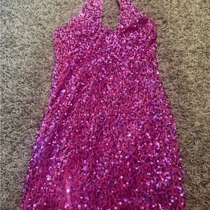 Fashion Nova Vibrant Pink Backless Dress